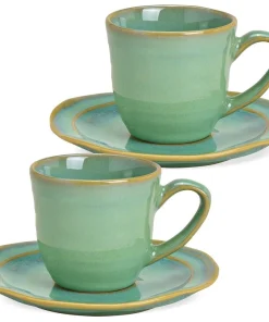 Espressotassen & Teller Keramikgeschirr Tassen & Teller grün 2er 12×7 cm
