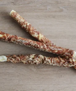 Kausticks XXL, Rinderhaut, umwickelt mit Hähnchenfilet, langer Kauspaß, ca. 25-30cm lang (3 Stück)