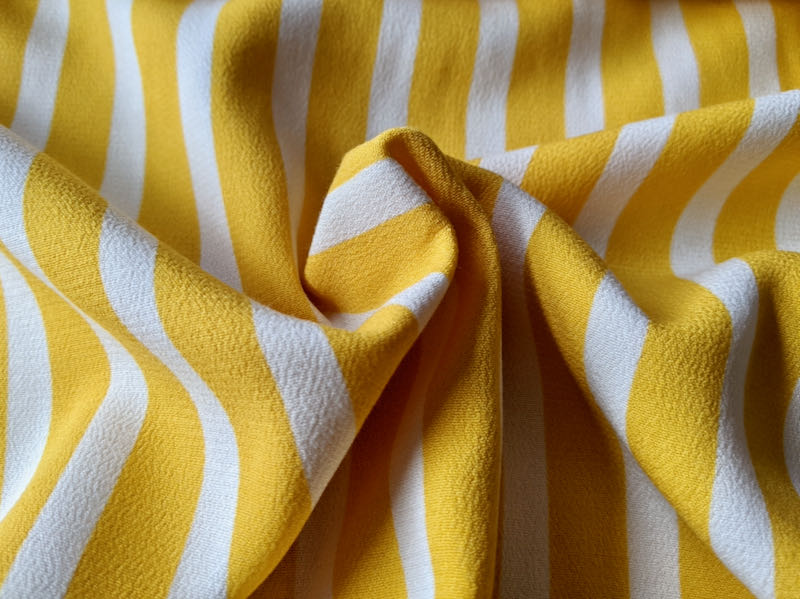 Fibre Mood Viskosestoff – Crêpe Stoff, breite Streifen Gelb / Weiß – Bild 4