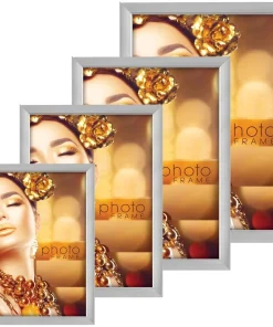 Fotorahmen Bilderrahmen Fotos & Bilder Rahmen Kunststoff silber 1 Stk 4 Formate