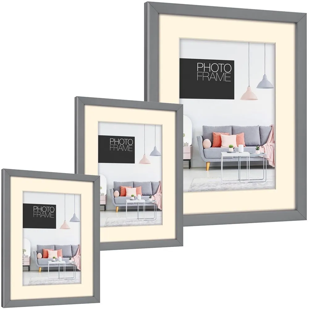 Fotorahmen mit Passepartout Fotos Bilder Kunststoff grau 1 Stk – 3 Formate – Bild 2