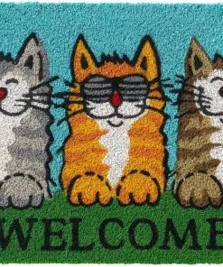 Fußmatte Kokosmatte Indoor bedruckt Drei Katzen & Welcome bunt 1 Stk 40×60 cm