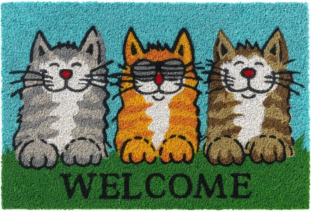 Fußmatte Kokosmatte Indoor bedruckt Drei Katzen & Welcome bunt 1 Stk 40×60 cm