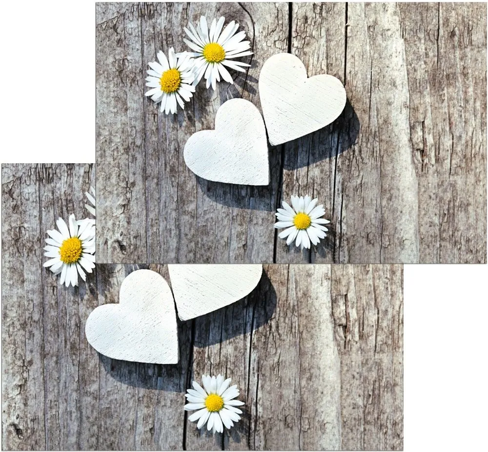 Fußmatten Fußabstreifer DECOR Gänseblümchen & Herzen auf Holz waschbar 2 Größen – Bild 2