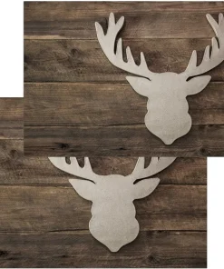 Fußmatten Fußabstreifer DECOR Hirschgeweih & Holzbrett braun waschbar 2 Größen