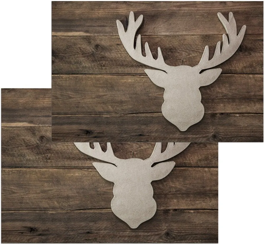 Fußmatten Fußabstreifer DECOR Hirschgeweih & Holzbrett braun waschbar 2 Größen – Bild 2