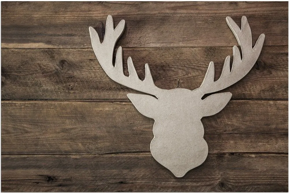 Fußmatten Fußabstreifer DECOR Hirschgeweih & Holzbrett braun waschbar 2 Größen – Bild 3