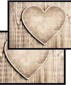 Fußmatten Fußabstreifer DECOR Holz Herz Holzoptik Maserung braun waschbar 2 Größen