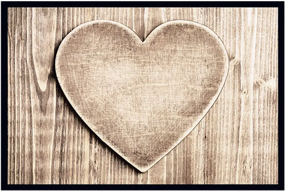 Fußmatten Fußabstreifer DECOR Holz Herz Holzoptik Maserung braun waschbar 2 Größen – Bild 3