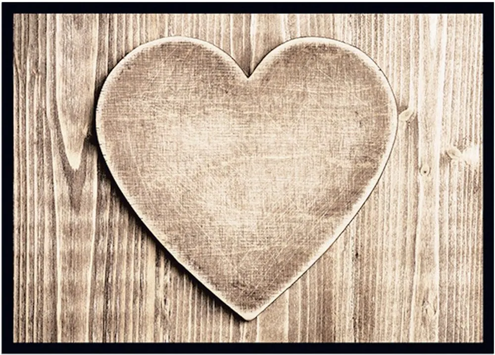 Fußmatten Fußabstreifer DECOR Holz Herz Holzoptik Maserung braun waschbar 2 Größen – Bild 4