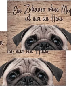 Fußmatten Fußabstreifer DECOR Mops Hund Spruch Zuhause lustig waschbar 2 Größen