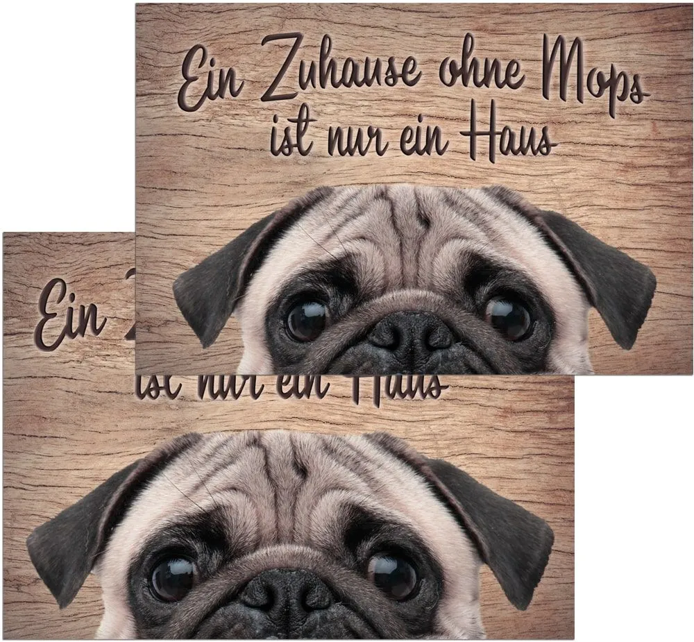 Fußmatten Fußabstreifer DECOR Mops Hund Spruch Zuhause lustig waschbar 2 Größen – Bild 2
