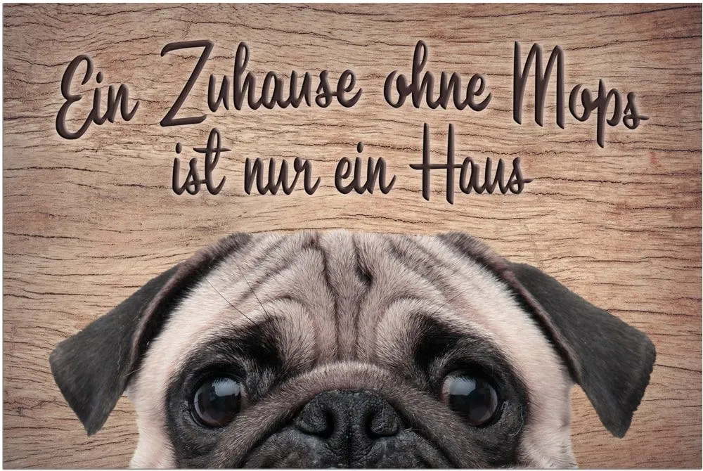 Fußmatten Fußabstreifer DECOR Mops Hund Spruch Zuhause lustig waschbar 2 Größen – Bild 3