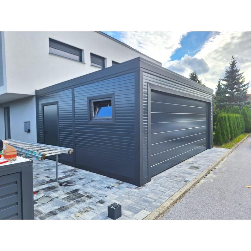 Garage 6 x 6 x 2.8 m isoliert mit Sektionaltor, 3 x Fenster und Türe – Bild 2