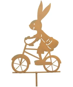 Gartendeko Gartenstecker Hase Metall Erdspieß rostfarben 1 Stk 15×0,5×80 cm