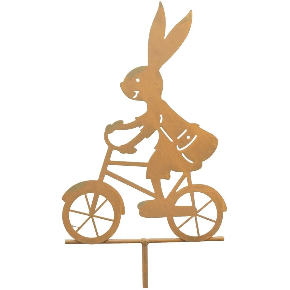 Gartendeko Gartenstecker Hase Metall Erdspieß rostfarben 1 Stk 15×0,5×80 cm