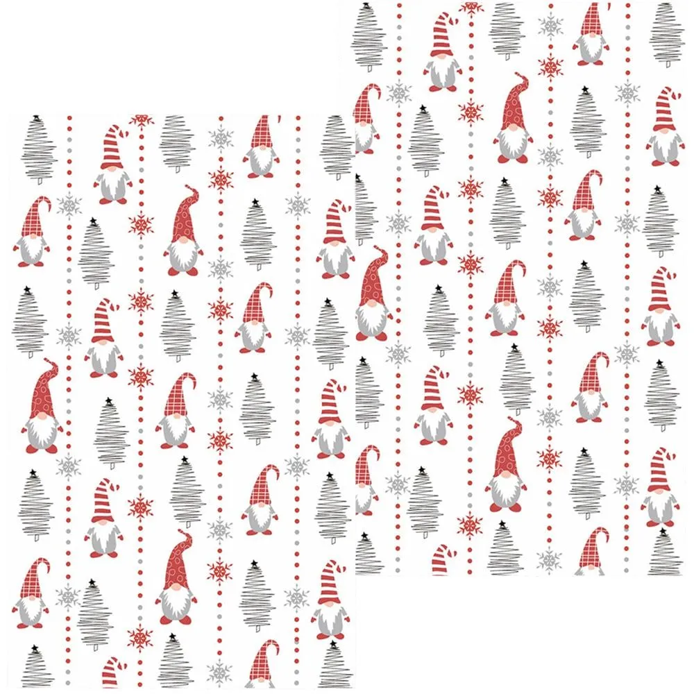 Geschirrtücher ANETTE Wichtel Sterne Spültuch rot grau Baumwolle 2 Stk 70×40 cm