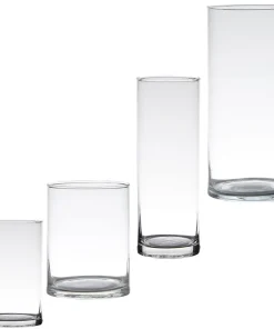 Glas Vasen zylinderförmig Glasvasen Dekovasen Dekogläser klar 1 Stk – 4 Größen