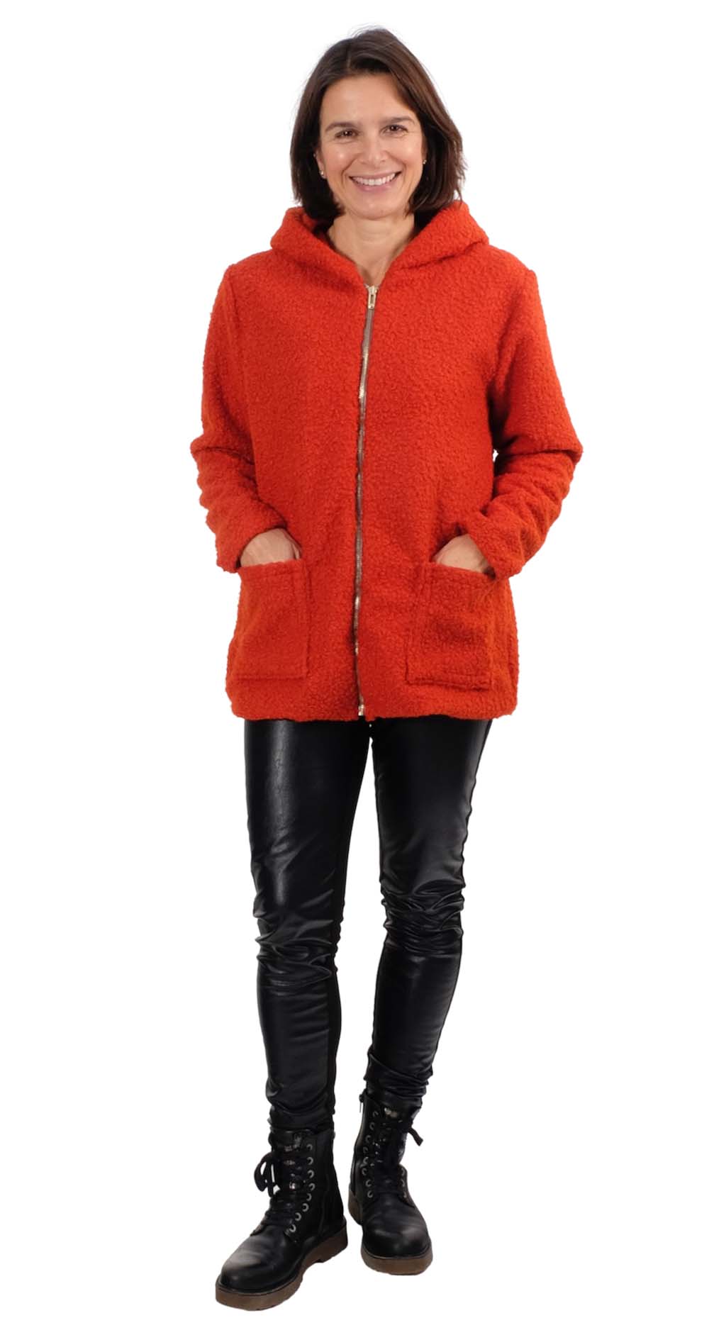 Trendiger Boucle – Karo Beige – Bild 9