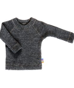 JOHA – Langarm Shirt gerippt, Merinowolle, koks-melange