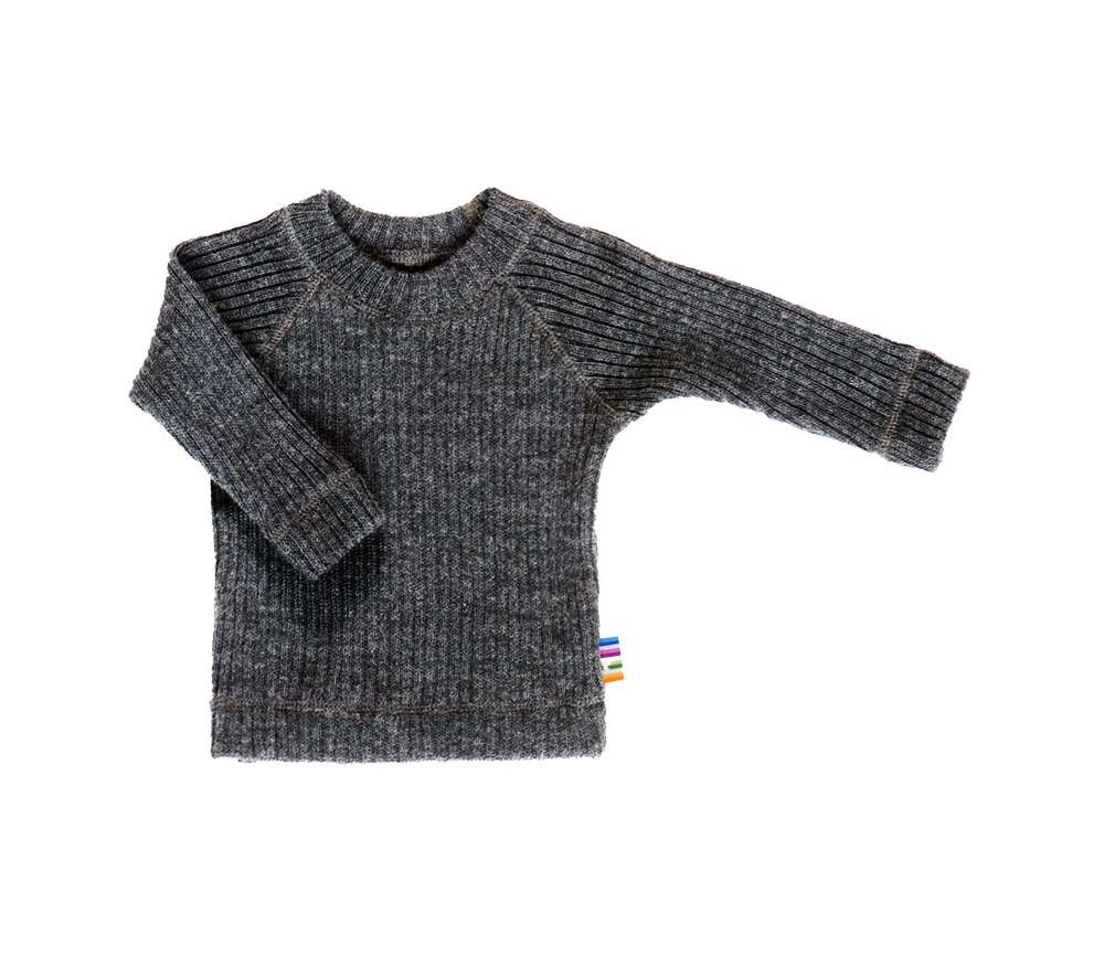 JOHA – Langarm Shirt gerippt, Merinowolle, koks-melange