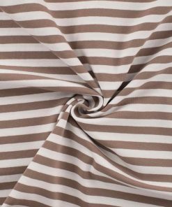 Jersey, breite Streifen Taupe / Weiß