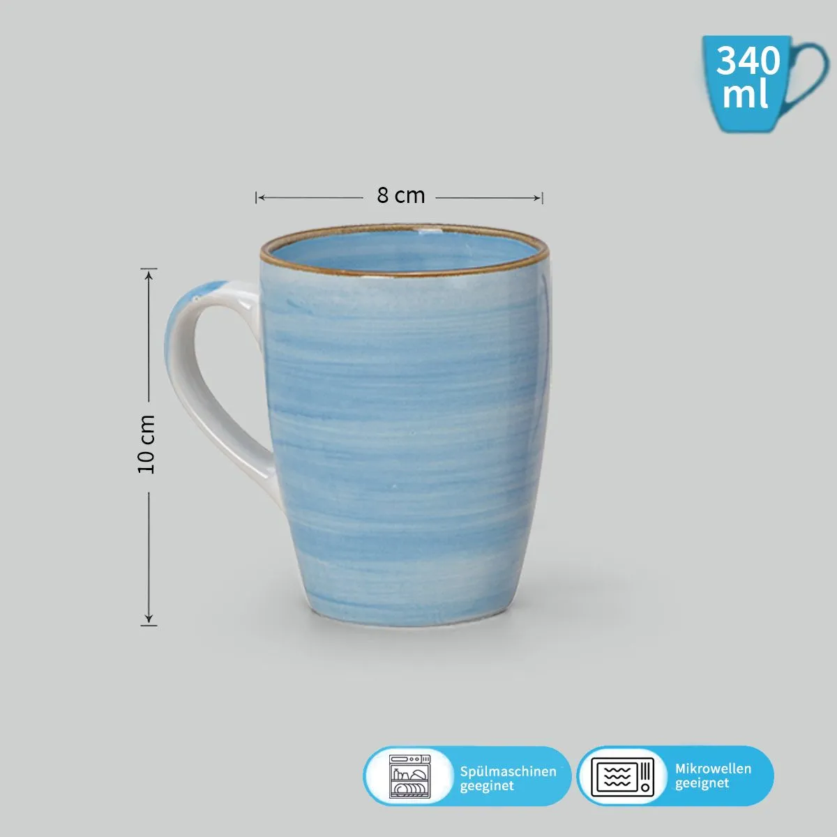 Kaffeetassen Steingut Landhausstil farbenfroher Mix 36 Stk. 10 cm / 340 ml – Bild 4