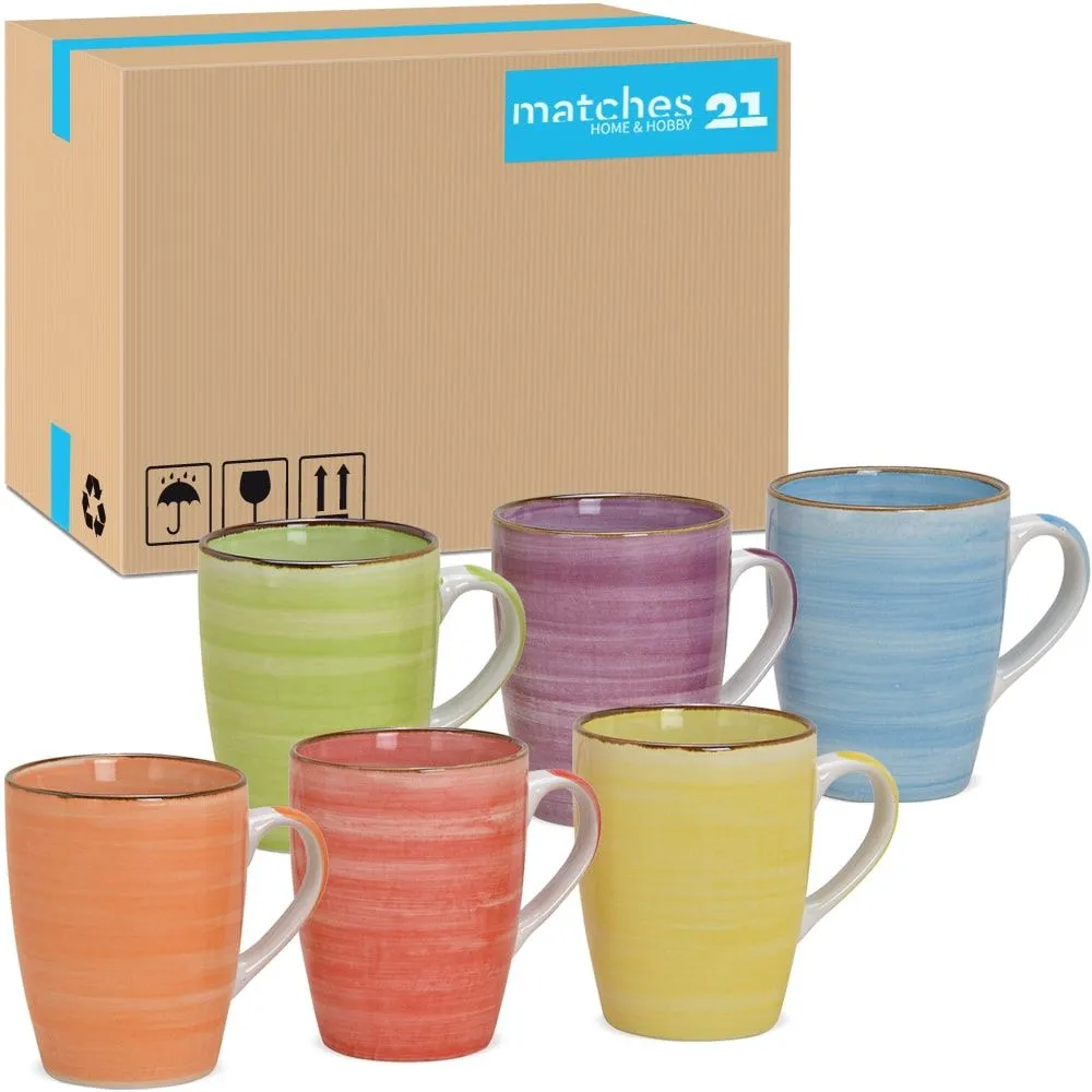 Kaffeetassen Steingut Landhausstil farbenfroher Mix 36 Stk. 10 cm / 340 ml – Bild 3