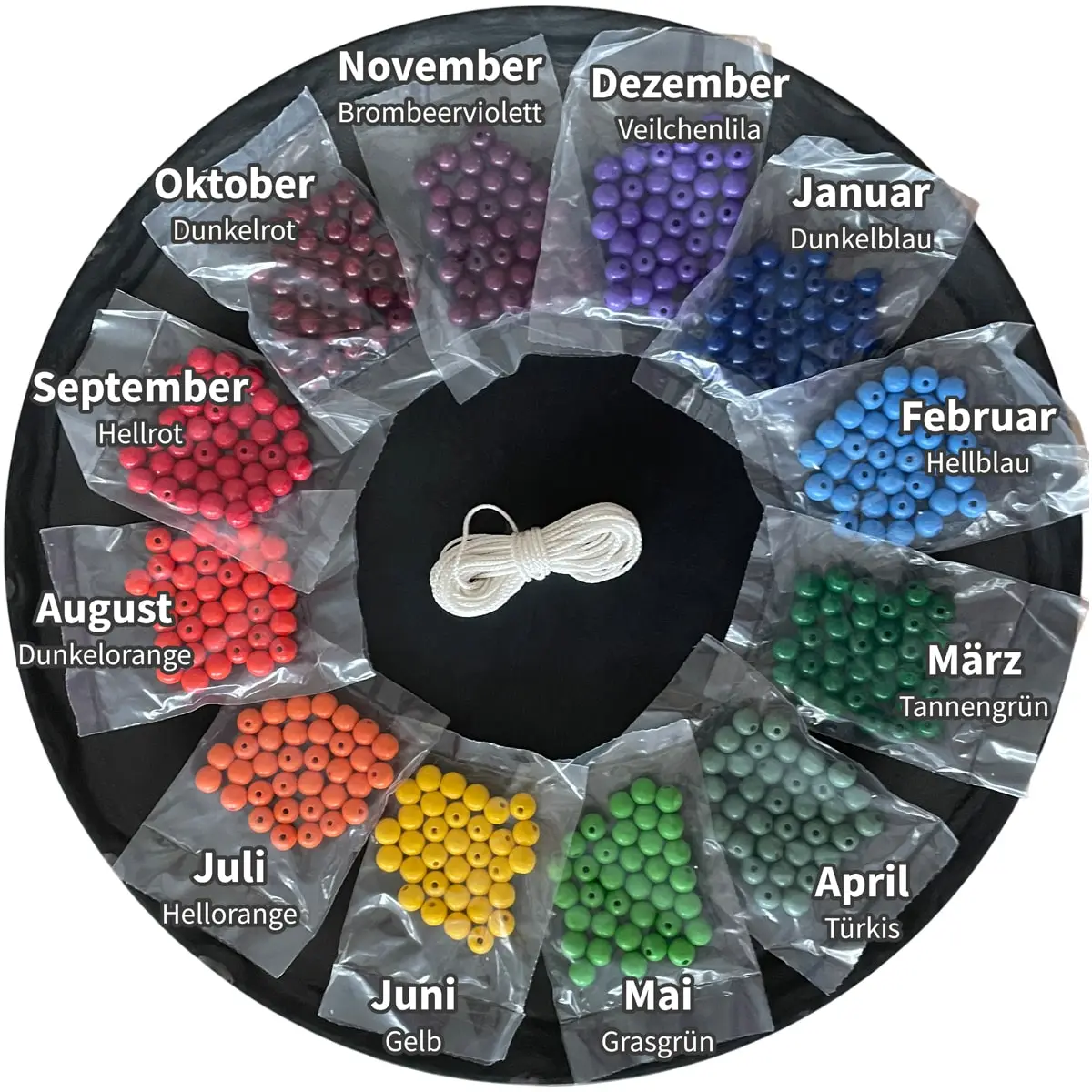 Kalender Lernspiel Jahreskette Holzperlen Bausatz für Kinder – ab 6 Jahren – Bild 4