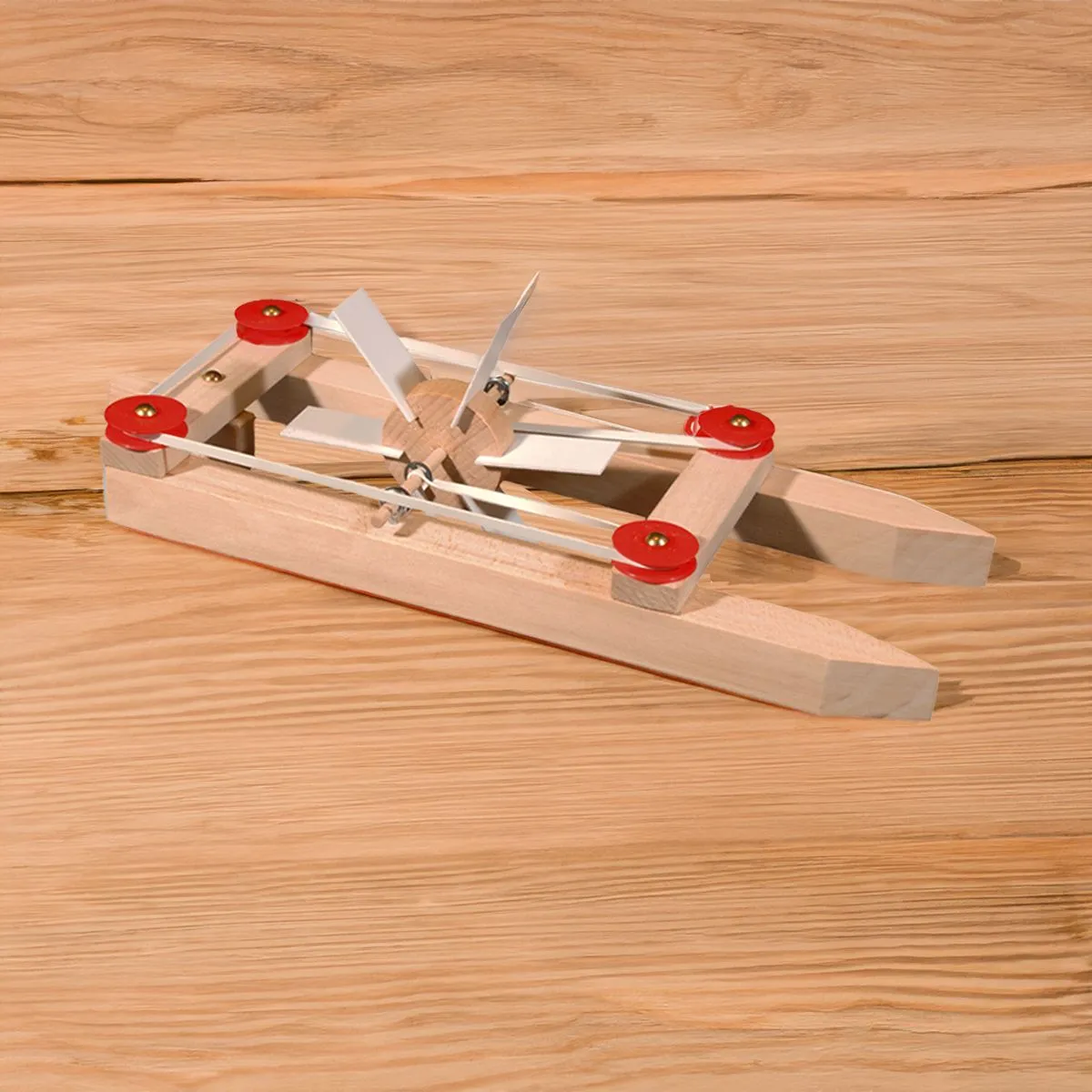 Katamaran Holz Modell Gummimotor Bausatz Kinder Werkset Bastelset ab 9 Jahren – Bild 5