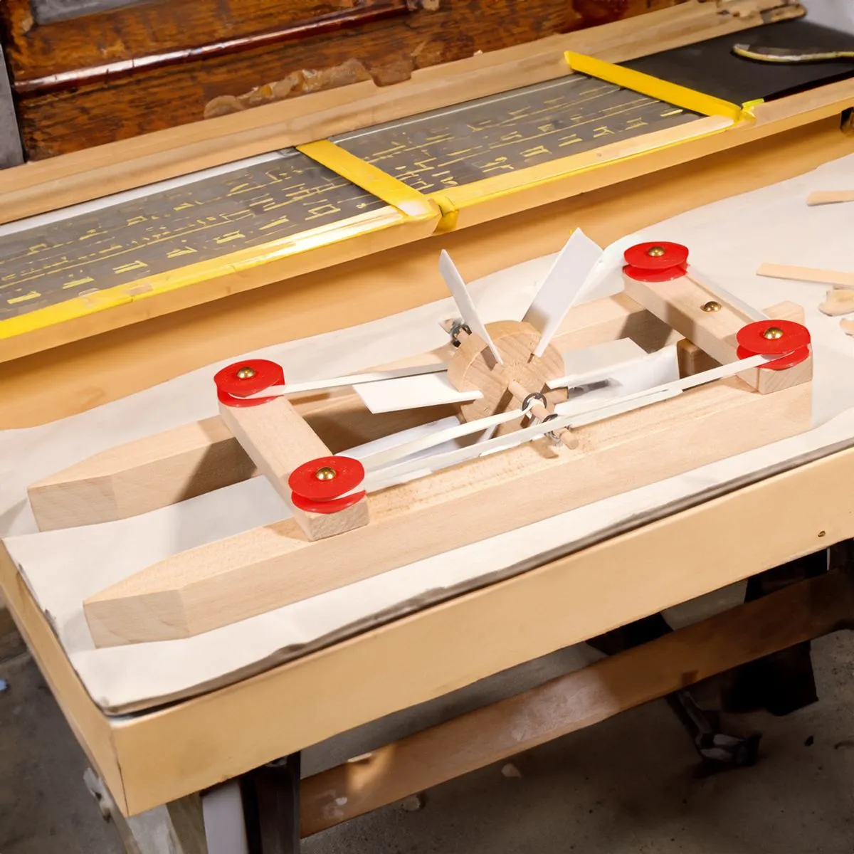 Katamaran Holz Modell Gummimotor Bausatz Kinder Werkset Bastelset ab 9 Jahren – Bild 7