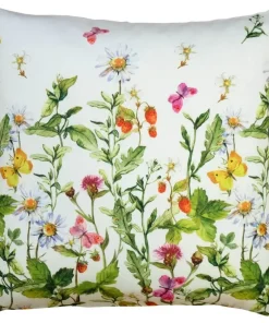 Kissenbezug Kissenhülle Heimtextilien Blumenwiese & Schmetterlinge bunt 40×40 cm
