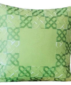 Kissenbezug Kissenhülle Kurbelstickerei grafisch grün silber 1 Stk 40×40 cm