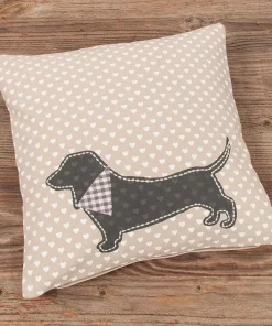 Kissenhülle Heimtextilien Landhaus Premium TRAUDL Herzen beige weiß & Dackel 30×30