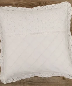 Kissenhülle Textilien ELLI Stick Spitze ivory Landhaus 40×40 cm Baumwolle 1 Stk