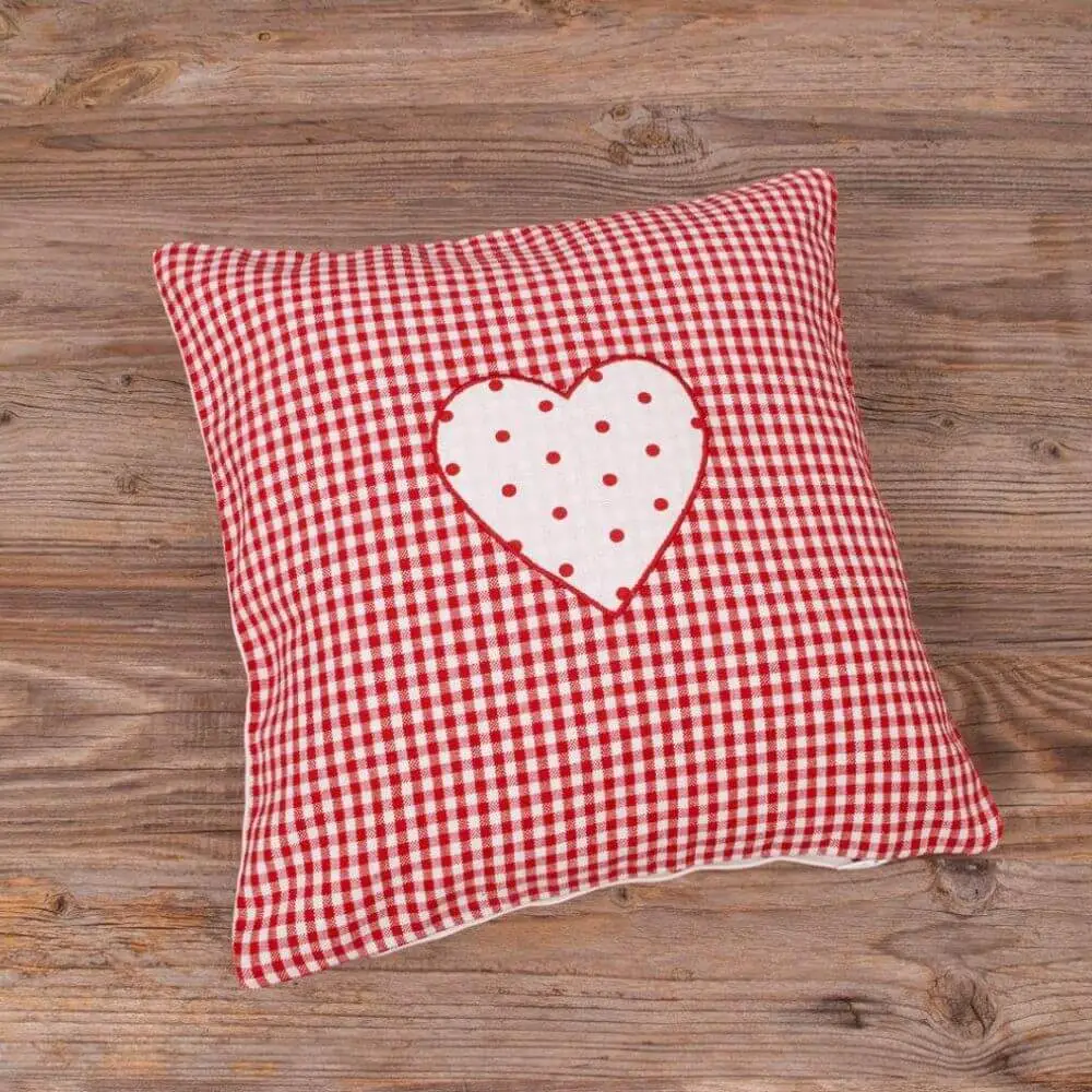 Kissenhüllen Heimtextilien Landhaus Premium LISE Karo & Herz 30×30 cm 2 Farben – Bild 3