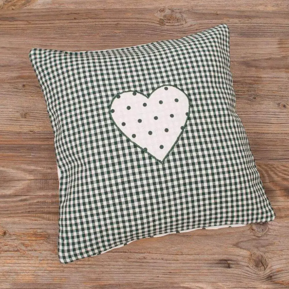 Kissenhüllen Heimtextilien Landhaus Premium LISE Karo & Herz 30×30 cm 2 Farben – Bild 4