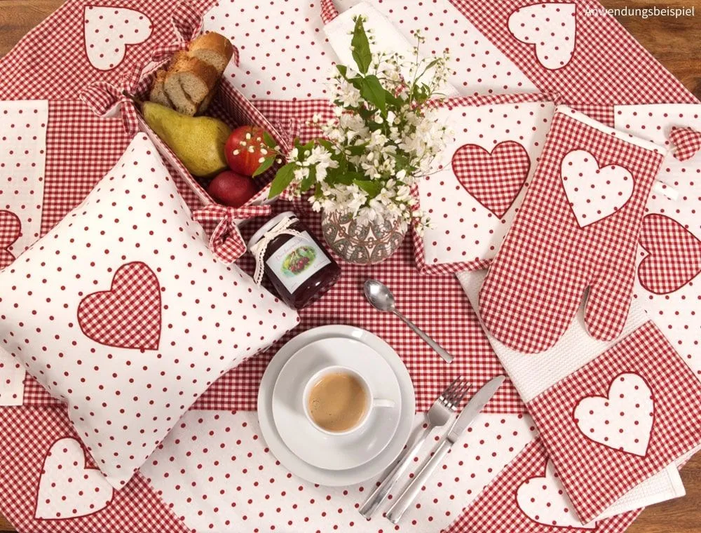 Kissenhüllen Heimtextilien Landhaus Premium LISE Karo & Herz 30×30 cm 2 Farben – Bild 5