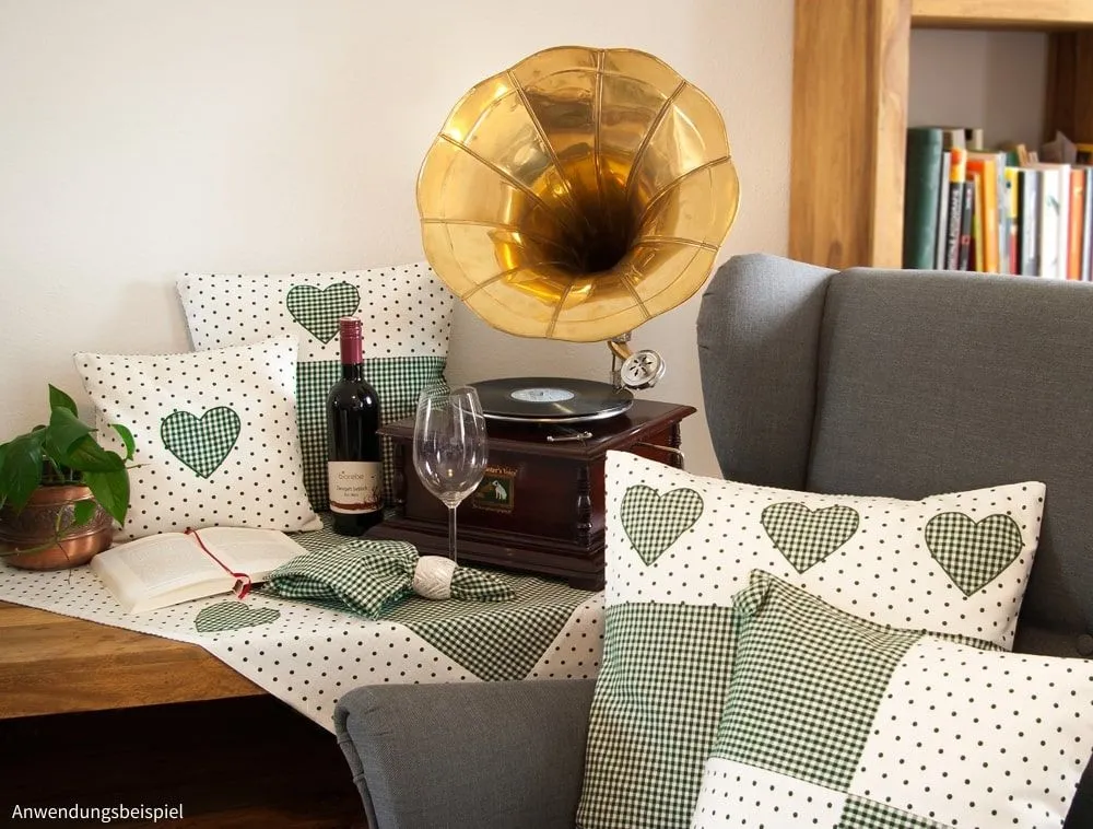 Kissenhüllen Heimtextilien Landhaus Premium LISE Karo & Herz 30×30 cm 2 Farben – Bild 6