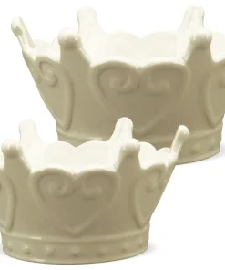 Kronen Gartendeko Deko Pflanzgefäße Keramik weiß Blumenschalen 1 Stk 2 Größen