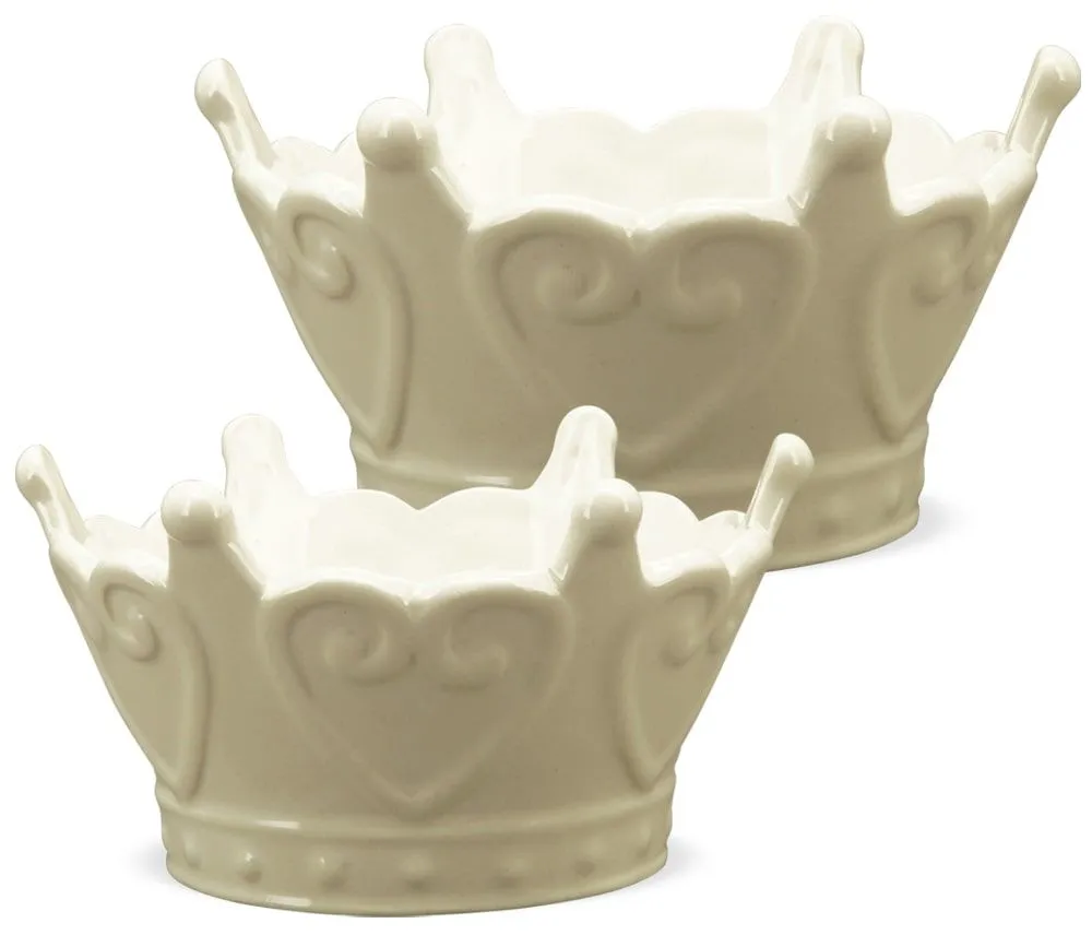 Kronen Gartendeko Deko Pflanzgefäße Keramik weiß Blumenschalen 1 Stk 2 Größen – Bild 2