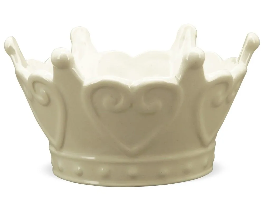 Kronen Gartendeko Deko Pflanzgefäße Keramik weiß Blumenschalen 1 Stk 2 Größen – Bild 3