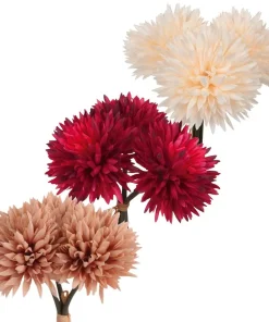 Kunstblumen Dahlien in 3 Farben 3 Blüten Ø 8×20 cm Kunststoff