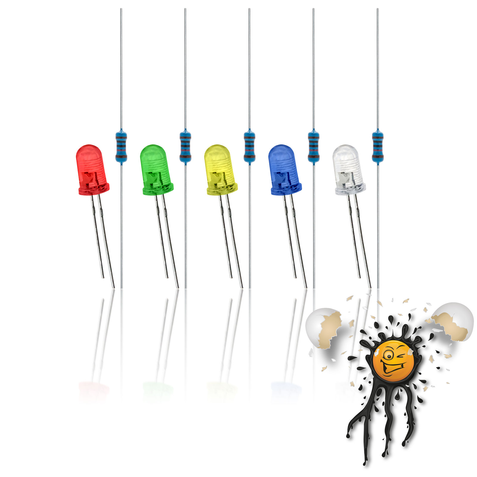 5mm LED Sortiment 3.3V 5V 6V 9V 12V red blue white yellow green
