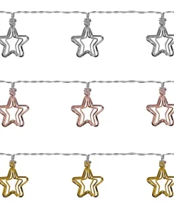 LED-Minilichterketten 3D Metallsterne Schalter Batterie 1 Stk in 3 Farben