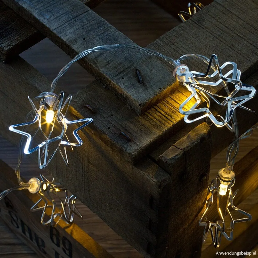 LED-Minilichterketten 3D Metallsterne Schalter Batterie 1 Stk in 3 Farben – Bild 7