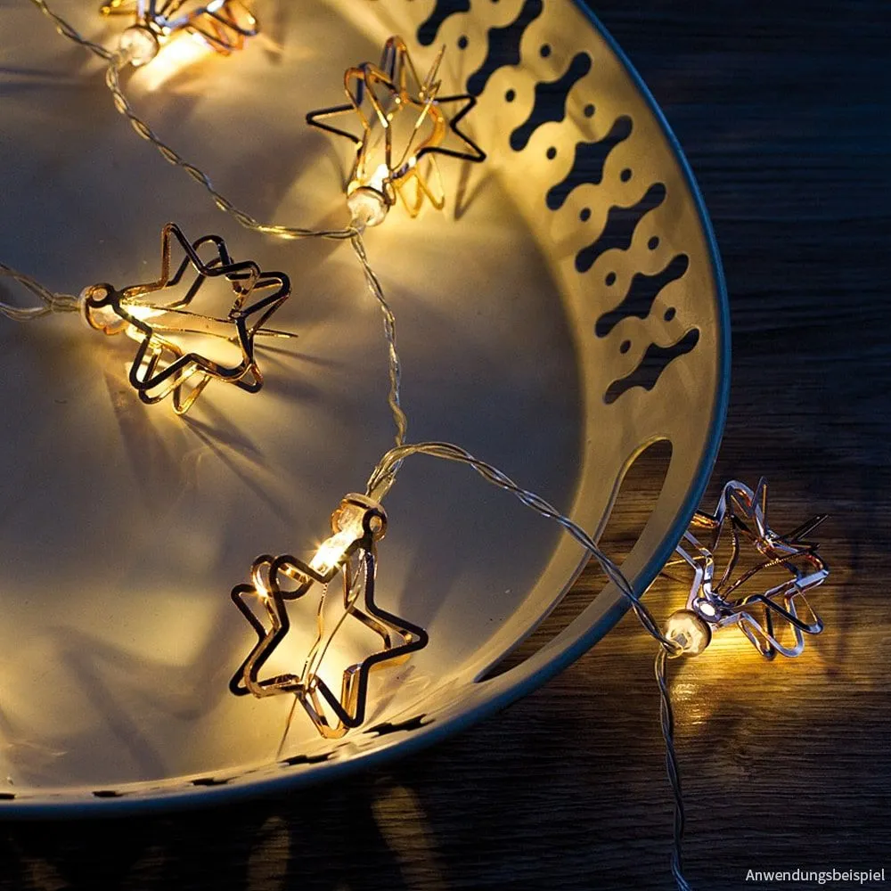 LED-Minilichterketten 3D Metallsterne Schalter Batterie 1 Stk in 3 Farben – Bild 8