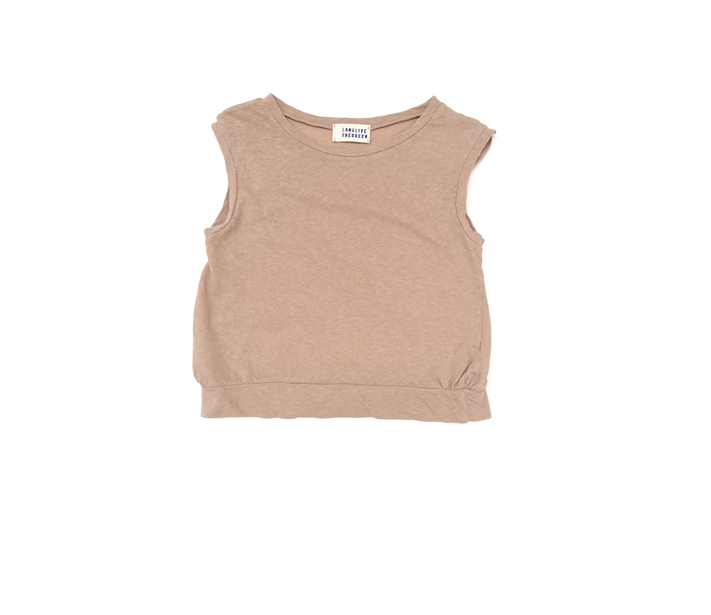 LongLiveTheQueen – T-Shirt ärmellos, Beige, Biobaumwolle