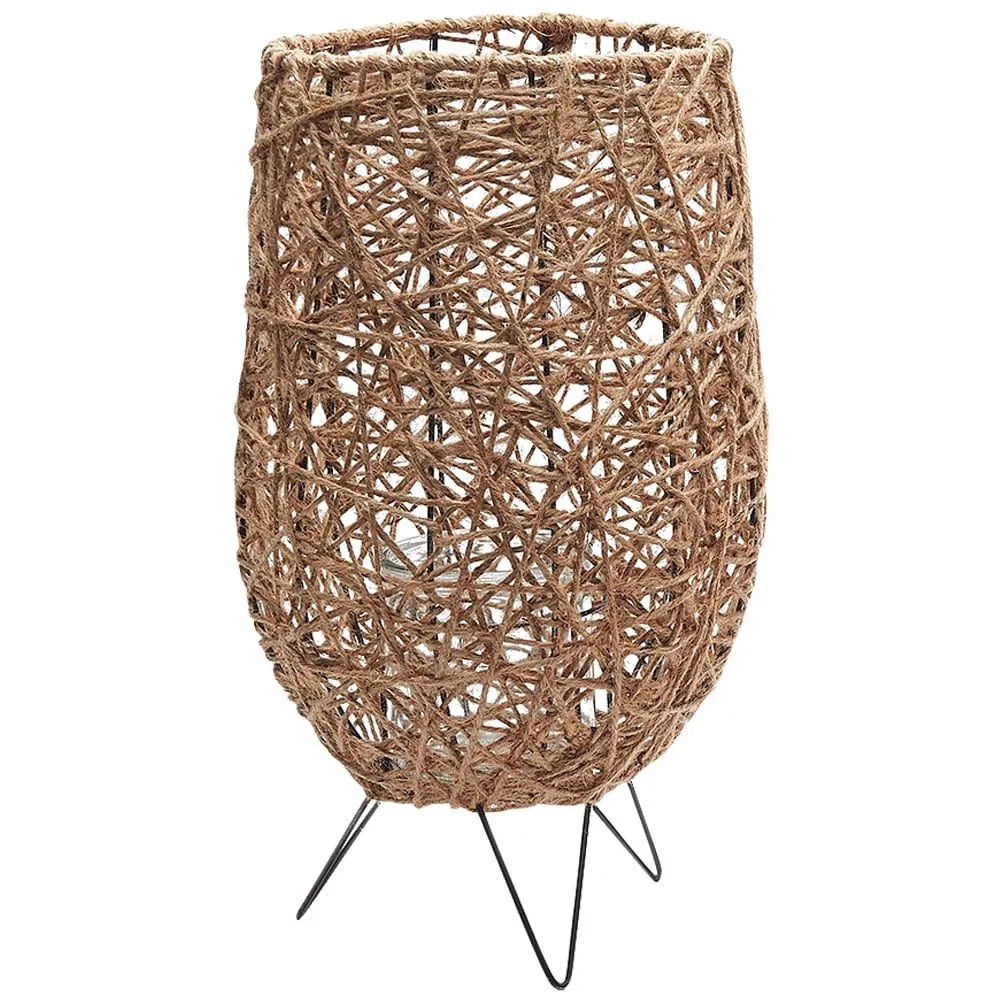 Laterne Windlicht Seiloptik Glaseinsatz dreibeinig Seil Glas 1 Stk Ø 19 cm