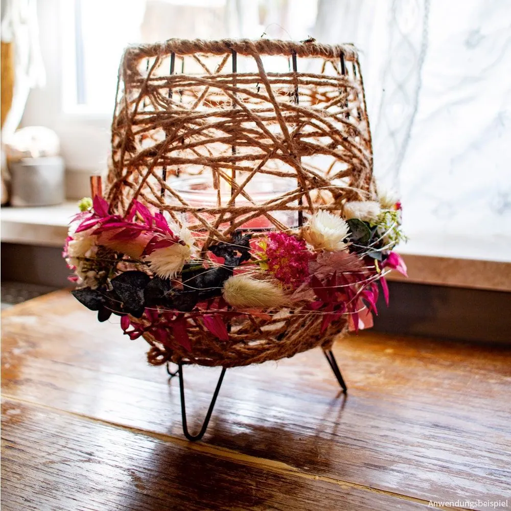 Laterne Windlicht Seiloptik Glaseinsatz dreibeinig Seil Glas 1 Stk Ø 19 cm – Bild 3